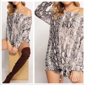 Off the shoulder top with front tie.